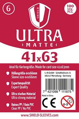 Shield Ultra Matte 6 - 100 Super Sleeves für Kartengröße 41 x 63 mm