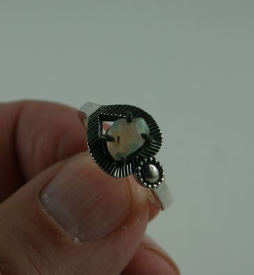 Edelstein Ring roher Opal aus Äthiopien Größe 56 Sterling Silber