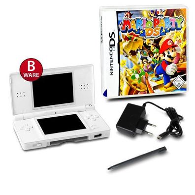 Nintendo DS Lite Handheld Konsole Weiss #71B + ähnl Ladekabel + Mario Party DS