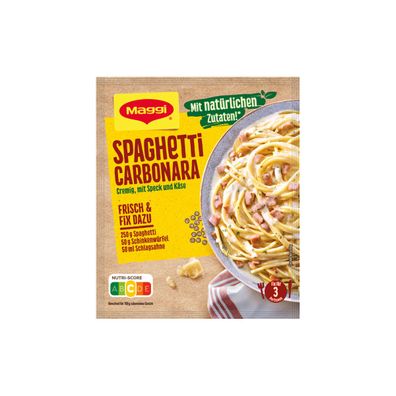 Maggi Fix für Spaghetti Carbonara cremig mit speck und Käse 34g