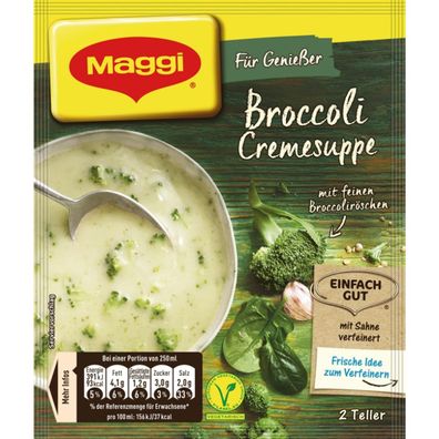 Maggi Für Genießer Broccoli Cremesuppe mit feinen Broccoliröschen 44g