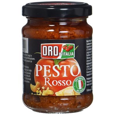 Oro d'Italia Pesto rosso fuer Nudelgerichte und Marinaden im Glas 135g