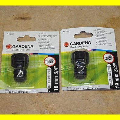 2 Stück Gardena 2801 - Hahnstück 19 mm / 3/4"