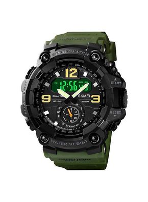 Herren-Digitaluhr,5ATM, wasserdichte Uhr, LED-Hintergrundbeleuchtung, Grün