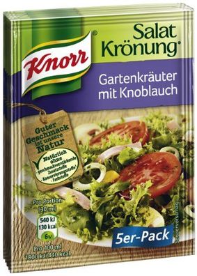 Knorr Salatkrönung Gartenkräuter mit Knoblauch, 7 x 5 Beutel (7 x 450 ml)