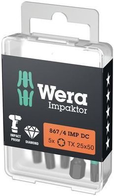 Wera 867/4 IMP DC TORX® DIY Impaktor Bits, TX 20 x 50 mm, 5-teilig