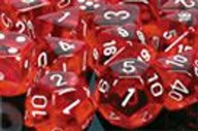 Translucent Polyhedral Red/ white d20 (#ed 0-9 Twice)