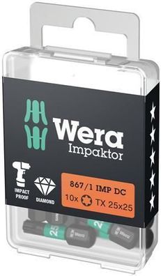 Wera 867/1 IMP DC TORX® DIY Impaktor Bits, TX 25 x 25 mm, 10-teilig