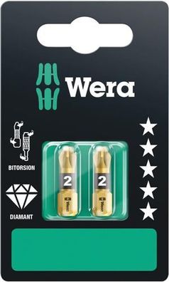 Wera 855/1 BDC SB Bits, PZ 2 x 25 mm, 2-teilig