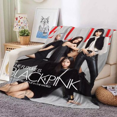 Kpop Black Pink Flannel Fleece Blanket Jennie Lisa Air Conditioner Decke Sofa Quilt