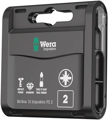 Wera Bit-Box 15 Impaktor PZ, PZ 2 x 25 mm, 15-teilig