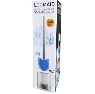 WC-Garnitur Silikon WC-Bürstenhalter Edelstahl/ blau Loomaid Lotoseffekt NEU