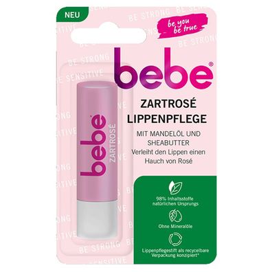 Bebe Lipstick Zartrose Lippenpflege mit Mandelöl und Sheabutter