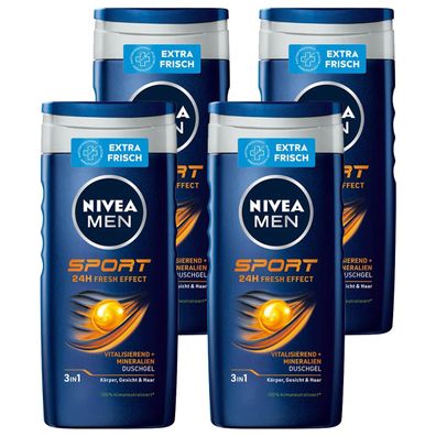 Nivea Sport for Men Pflegedusche mit 24h Frischegefühl 250ml 4er Pack