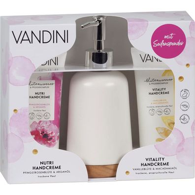 Vandini Geschenkset mit Seifenspender NUTRI und Vitality Creme 150ml