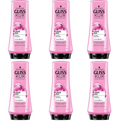 Gliss Kur Liquid Silk Glanzspülung mit Ceramide 200ml 6er Pack