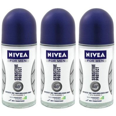 NIVEA DEO Roll on Sensitive blau 50 ml 3er Pack
