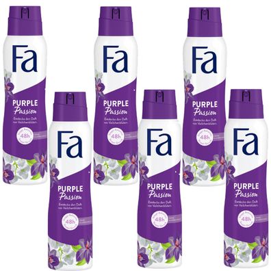 Fa Deodorant Purple Passion Schutz gegen Körpergeruch 150ml 6er Pack