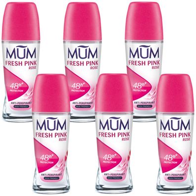 Mum Deo Roll on Fresh Pink für den täglichen Gebrauch 50ml 6er Pack
