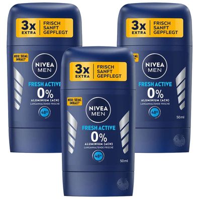 Nivea Men Deodorant Deo Stick Fresh Activ ohne Aluminium 50ml 3er Pack