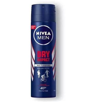 Nivea Men Deo Spray Dry Impact 48h Transpirant-Schutz 150ml 6er Pack