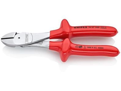 Knipex Kraft-Seitenschneider verchromt tauchisoliert, VDE-geprüft 200 mm