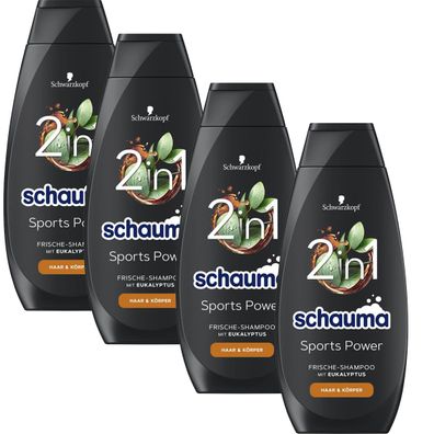 Schauma Sports Power Frische Shampoo mit Eukalyptus 400ml 4er Pack
