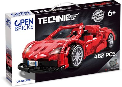 Open Bricks Technic Sports Car Red