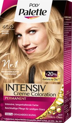 POLY Palette Intensiv CREME Coloration 400 Naturblond 115ML STUFE 3