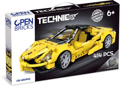 Open Bricks Technic Sports Car Yellow