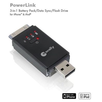 3in1 Powerbank Akku + 2 GB Flash Speicher für Apple iPod Nano Touch IPhone 3G 4