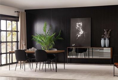 Luxus Esszimmer Garnitur Tisch 4x Lehnstuhl Anrichte Sideboard Stuhl-Sets