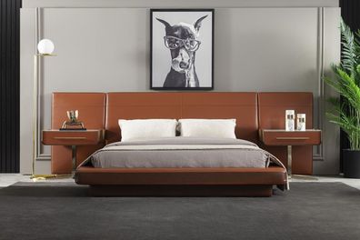 Orangenes Schlafzimmer Bett Doppelbett 2x Nachttisch Betten Möbel 3tlg.