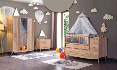 Säugling Zimmer Schlafzimmer Komplettzimmer Baby Bett Schrank Kommode 3tlg.