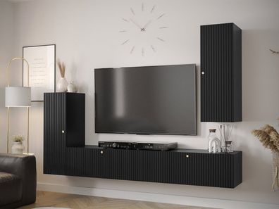 Wohnzimmer-Set Waldi Riflo Slim I Kommode Modernschrank RTV-Tisch Loft M24