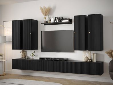 Wohnzimmer-Set Waldi Riflo Slim IV Kommode Modernschrank RTV-Tisch Loft M24