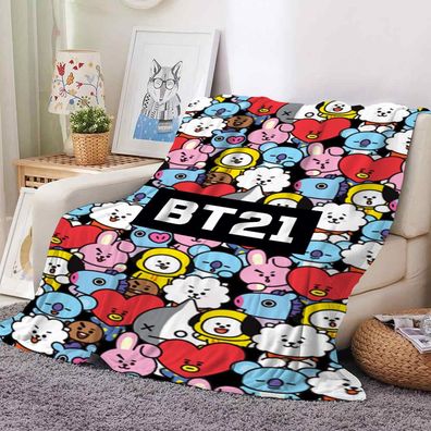 Kpop BTS Flannel Fleece Blanket BT21 J-Hope RM Jung Kook Sommer Decke Sofa Quilt