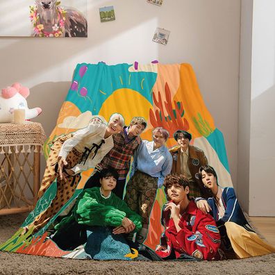 Kpop BTS Flannel Fleece Blanket Jung Kook V JiMin Jin Sofa Quilt Sommer Nap Decke