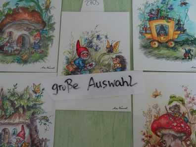 alte Postkarten AK Lore Hummel Engelbert Dessart Zwerge Wichtel Mäuse Käfer....