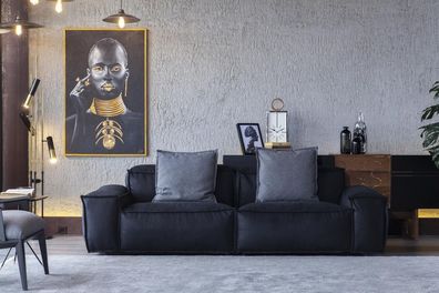 Gemütliche Dreisitzer Couch Polster Sofa Möbel Stoff Couchen Wohnzimmer