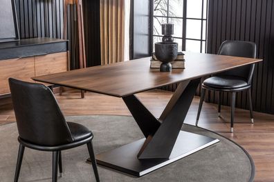 Säulentisch Küchentisch Luxus im modernen Stil brauner Tisch 208x92cm