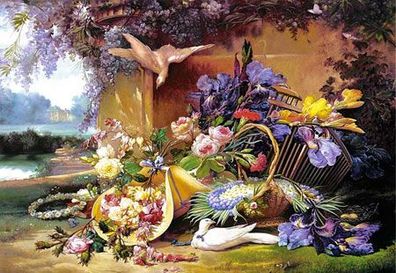 Elegantes Stillleben mit Blumen, Eugene Bidau