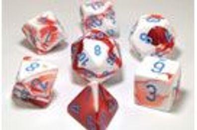 Gemini Polyhedral Red-White/ blue 7-Die Set