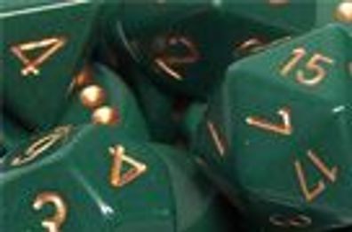 Opaque Polyhedral Dusty Green/ copper d20