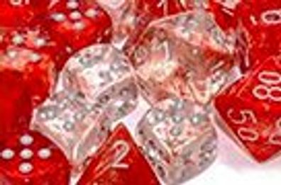 Nebula Polyhedral Red/ silver Luminary d20