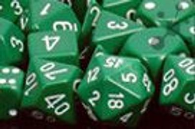 Opaque Polyhedral Green/ white d10