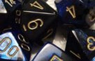 Gemini™ Polyhedral Black-Blue w/ gold 7-Die Set