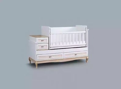 Babybett Kinderbett Bett Set Schublade weiß im modernen Stil fürs Kinderzimmer