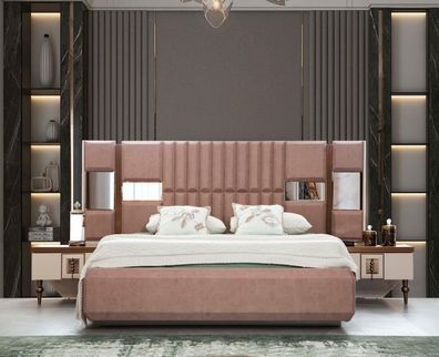 Luxus Bett Schlafzimmer Italienische Möbel Neuartiges Material Holz Braun