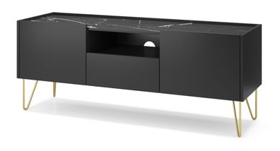 Furnlux TV-Lowboard/ Fernsehtisch Harmony - Schwarz - 144 cm - Stil: Modern
